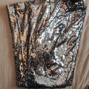 Forever21 size S sequin silver pants wide leg